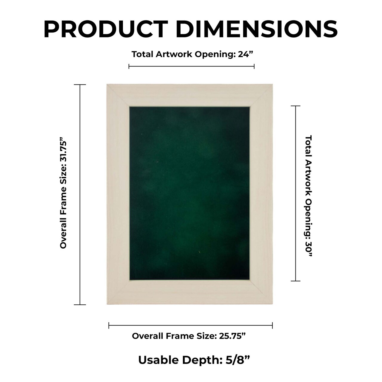 Natural Whitewash Wood Shadow Box Frame with Acrylic Front - Forest Green Suede Backing, 30 Sizes